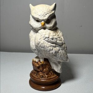 Vintage Large 12” Ceramic Hand Painted Owl Statue Figure Mid Century Modern Bird